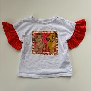 Disney Animal Kingdom White Orange Little Girls Lion King Flutter Tee Size 5/6